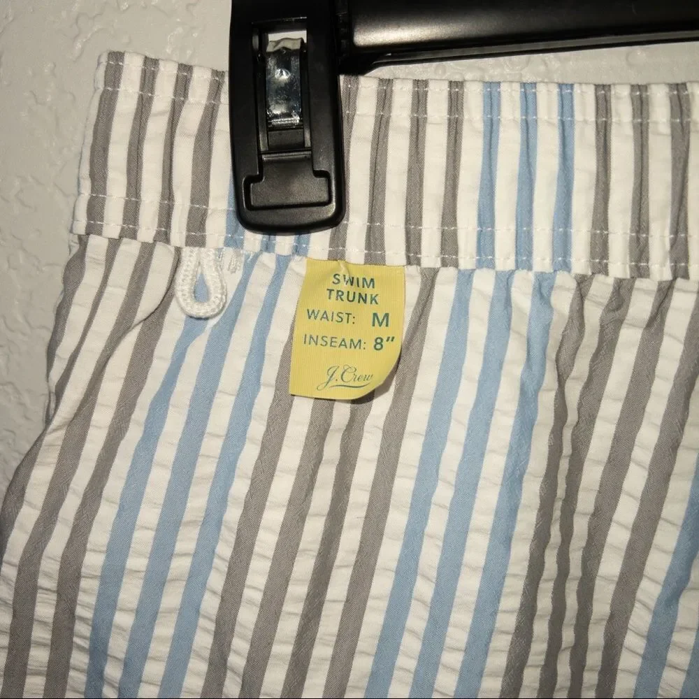 J. Crew Blue and Gray Seersucker Swim Trunks Size Small‎